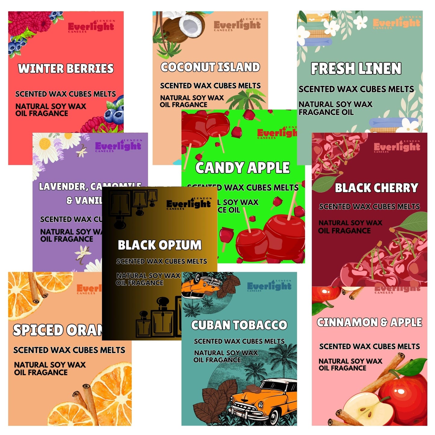 Soy Wax Melts Handmade & Hand-Poured in London Strong and Long Lasting Eco-Friendly & Vegan Home Fragrance Gift 45g Wax Bar