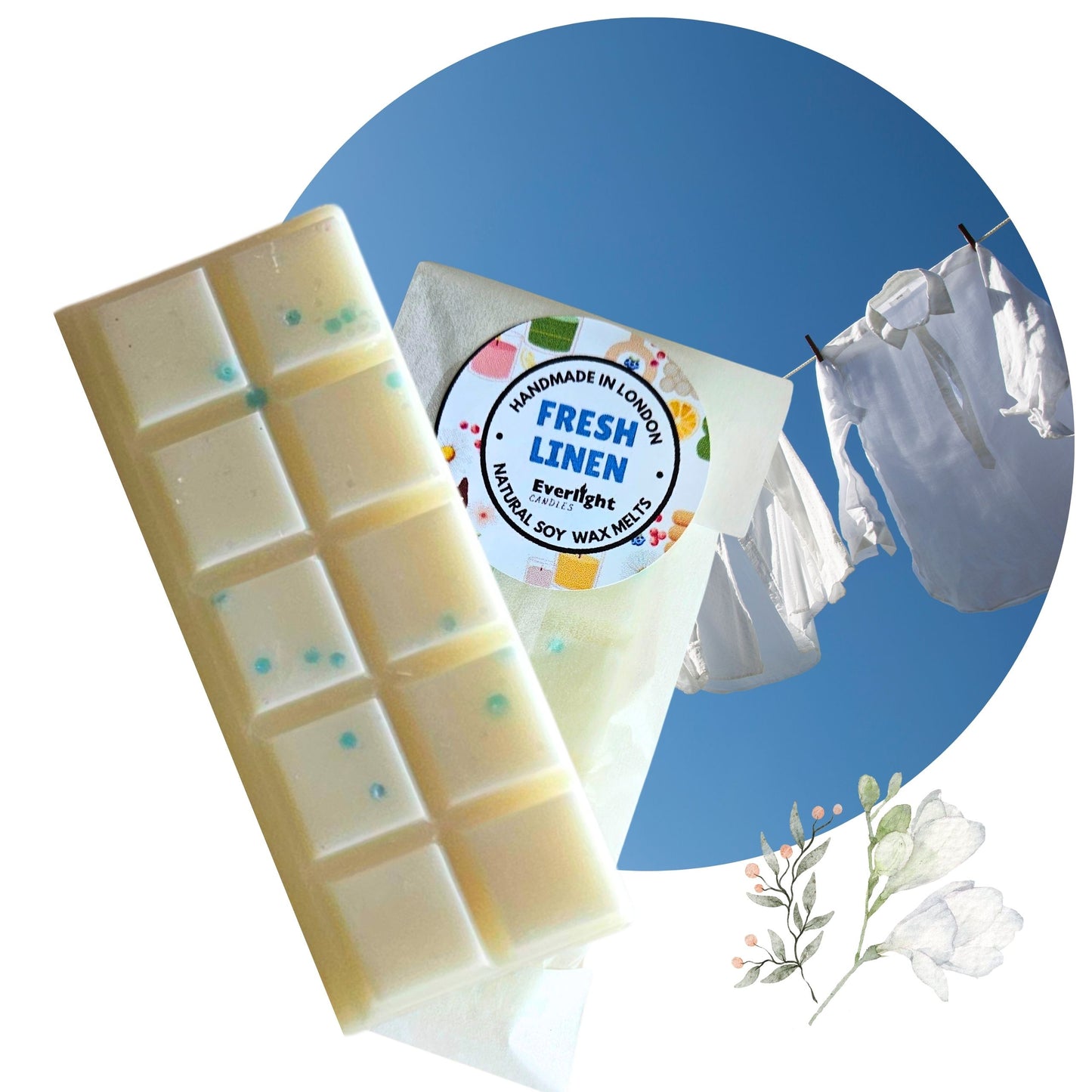 Soy Wax Melts Handmade & Hand-Poured in London Strong and Long Lasting Eco-Friendly & Vegan Home Fragrance Gift 45g Wax Bar