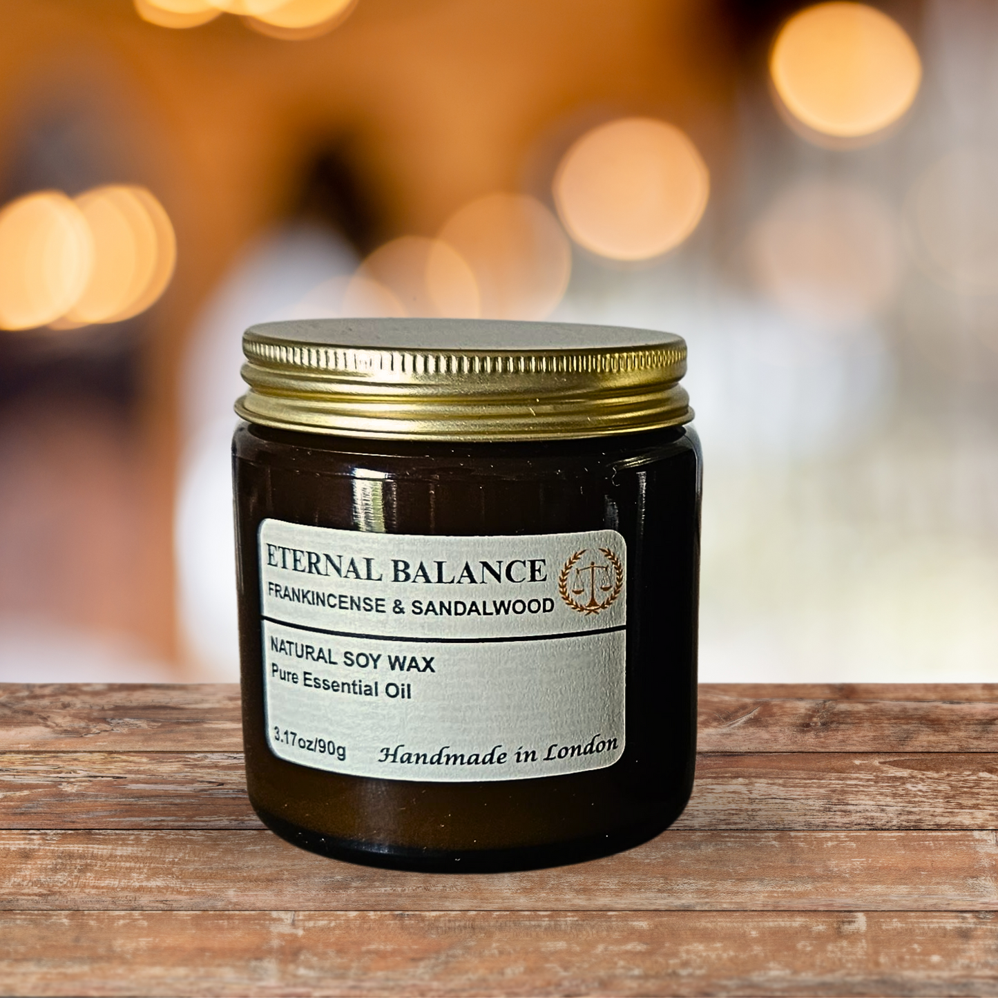 Frankincense & Sandalwood Candle – Natural Soy Wax, Essential Oils, Long-Lasting Clean Burn up to 45 Hours, Handmade in UK, Non-Toxic Luxury Gift