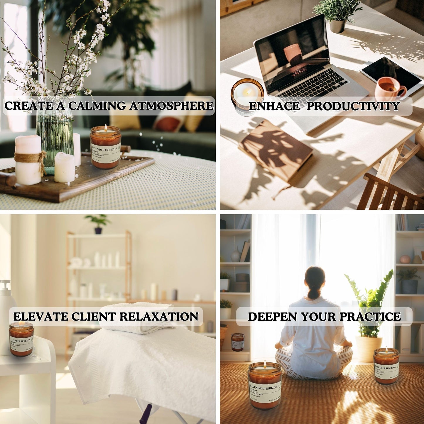 Aromatherapy Candle Hours Burn Time 30 & 60 Hours, Natural Soy Wax, Essential Oils, Relaxing Scented Candle for Home & Wellness