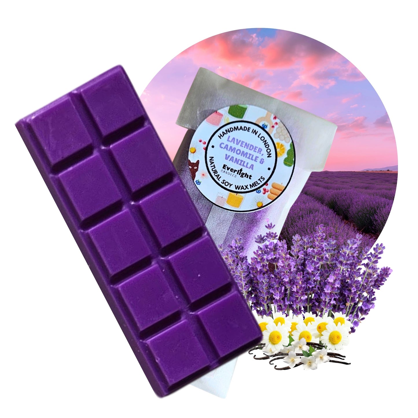 Soy Wax Melts Handmade & Hand-Poured in London Strong and Long Lasting Eco-Friendly & Vegan Home Fragrance Gift 45g Wax Bar
