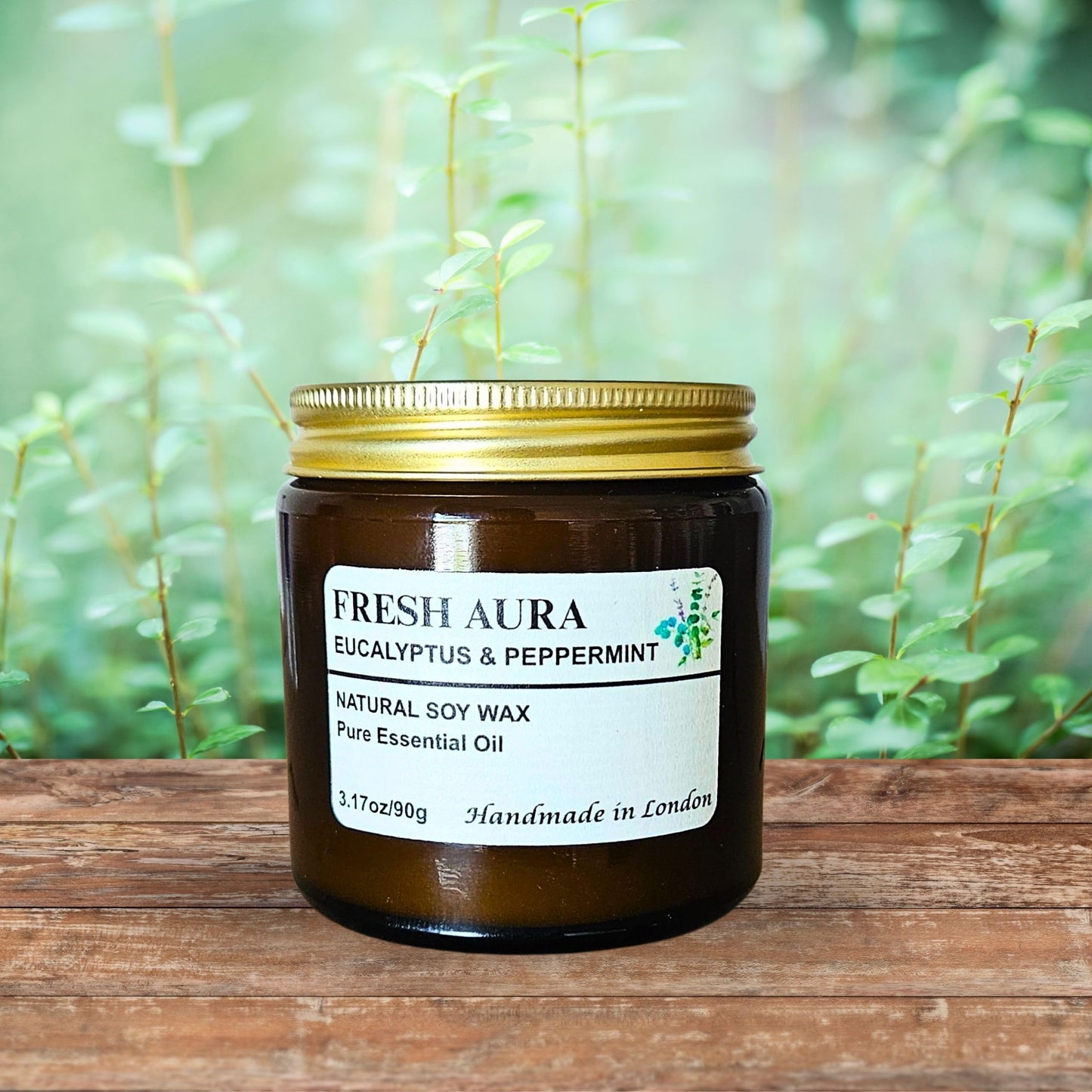 Eucalyptus & Peppermint Candle – Natural Soy Wax, Essential Oils, Long-Lasting Aroma up to 45 Hours, Handmade in UK | Healthy Relief, Aromatherapy Gift